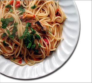 Spaghetti with mussels