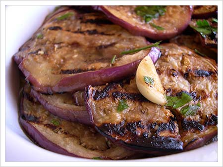 Grilled aubergine