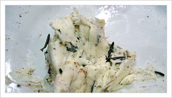 Chop the herbs and mix into the butter
