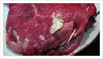 Fold the meat with some toothpicks