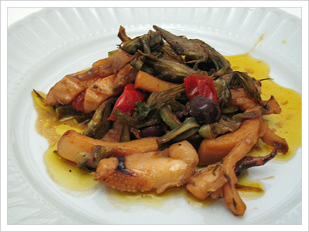 Calamari con carciofi