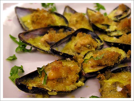 Cozze gratinate all'uovo