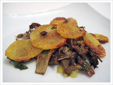 Patate con funghi e carciofi