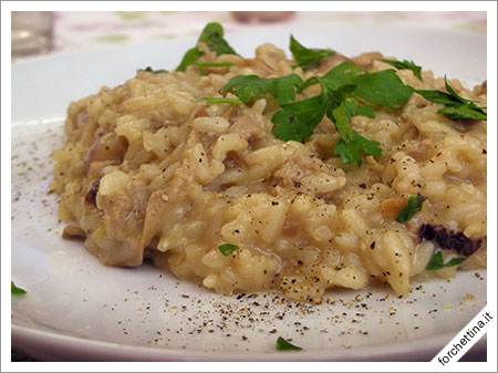 Risotto con funghi e salsiccia